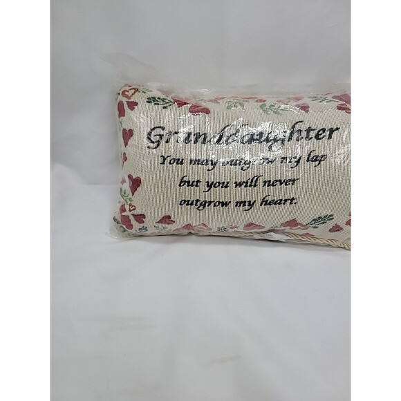 Embroidered Floral Heart Granddaughter Accent Lumbar Toss Throw Pillow 8"x12" - Picture 3 of 15